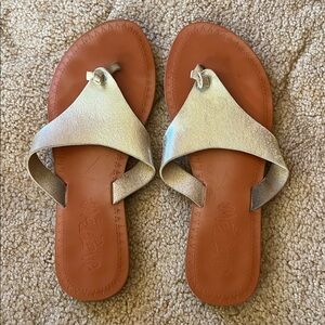 T.J.Maxx Silver Sandals with Tan Sole